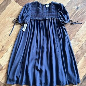 Aritzia Deep Blue Puff Sleeve Mini Dress